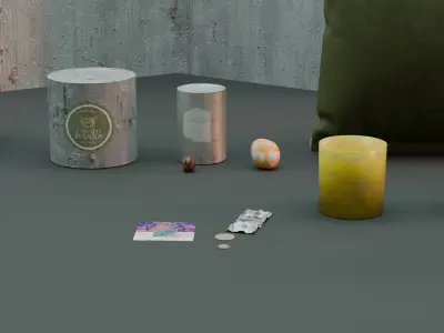 Post-Apocalyptic Survival Props And Rations Low-poly 3D model