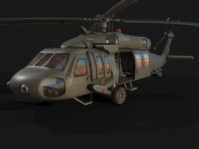 Low Poly PBR Medium Lift Utility Helicopter Low-poly 3D model