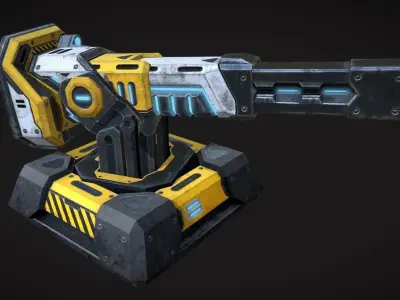 Turret pack Low-poly 3D model