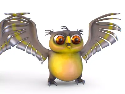 Cartoon Subdivision Toon Grey Bird Owl 3D model