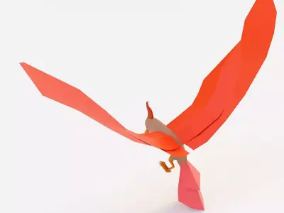 Bird 3d model origami flying in air Low-poly 3D model