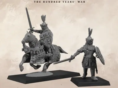 John of Luxembourg and his banner bearer at Crecy 3D print model