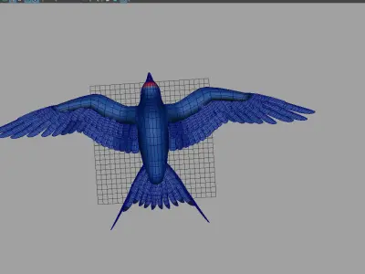 Rigged and animated cartoon swallow  3D model