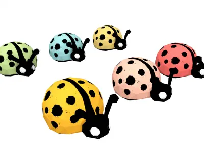 Cartoon Ladybugs -LOW POLY Low-poly 3D model