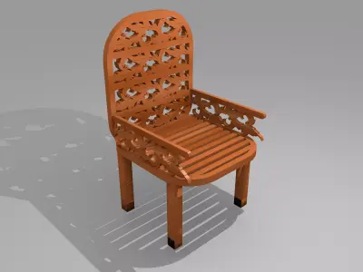 3D Rendering Ethnic Ornamental Chairwood Free 3D print model