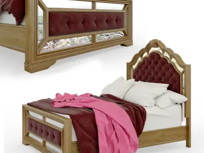 Birlanny Silver Queen Upholstered Panel Bed 3D model