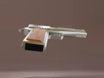 Pistol 9mm Chrome - Revolver Gun Weapon - Arma Low-poly 3D model