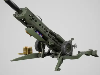 Lowpoly M777 Lightweight Towed Howitzer Low-poly 3D model