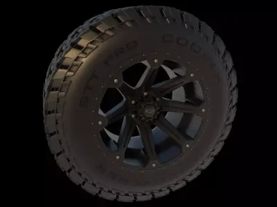 Off Road Truck Tire and Wheel 3D model