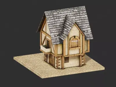 Medieval building with pbr textures Low-poly 3D model