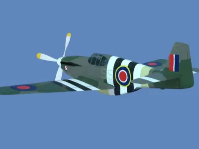 P51B Mustang wwII airplane 3D model