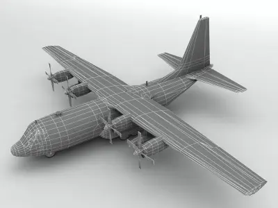 Lockheed C130 Hercules Military Aircraft Low-poly 3D model