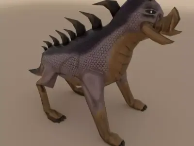 Creature dog with spikes Low-poly 3D model