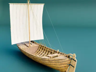 Medieval boat- kollereup kogge 3D model