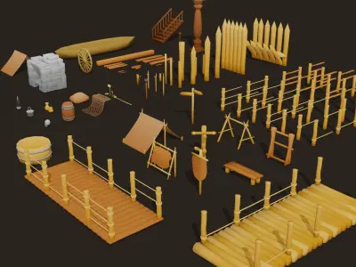 Props pack Low-poly 3D model