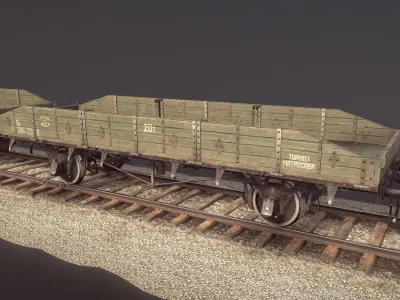 Armored Train JDP20T railway platform 20T Low-poly 3D model