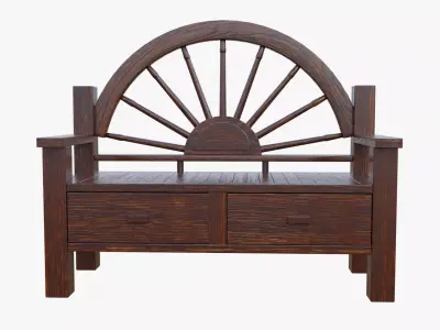 Rustic Bench Low-poly 3D model