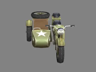 Cartoon tricycle - camouflage Low-poly 3D model