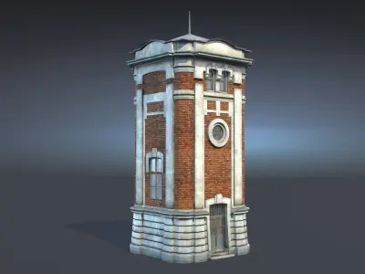Water Tower 01 Low-poly 3D model
