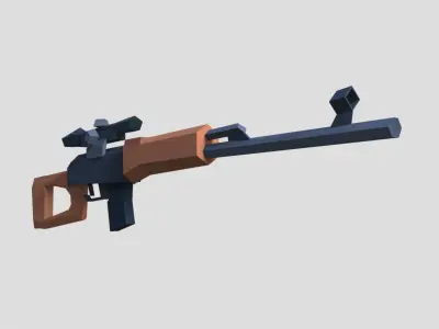 Dragunov Sniper Rifle Low Poly Free low-poly 3D model