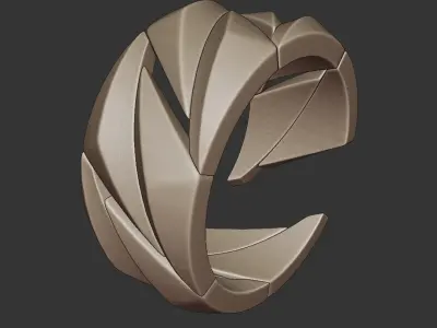 Spiral Blade Ring - Futuristic Sci-Fi Armor Jewelry 3D Model 70 3D print model