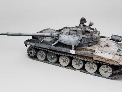 Russian T-90 tank destroyed by Ukrainian army 3D model