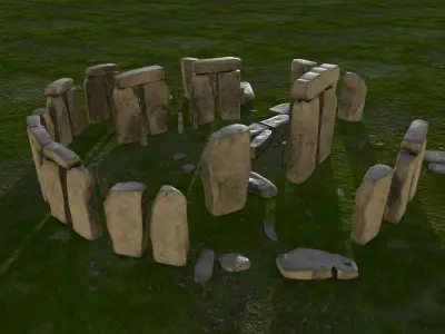 STONEHENGE and Surroundings Low-poly 3D model