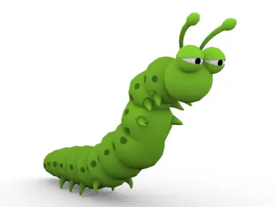 Carterpillar Toon Animated Low-poly 3D model