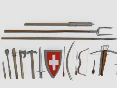 Medieval weapon pack Free low-poly 3D model
