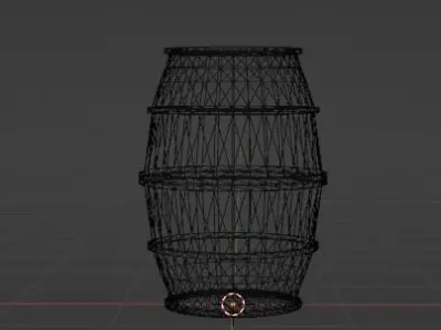 Oak Barrel Low-poly 3D model