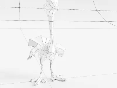 Ostrich Bird low poly 3d model  Low-poly 3D model