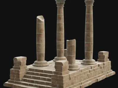 ANCIENT RUINS DESERT SAND STONE OLD TEMPLE EGYPT AAA COLLECTION Low-poly 3D model