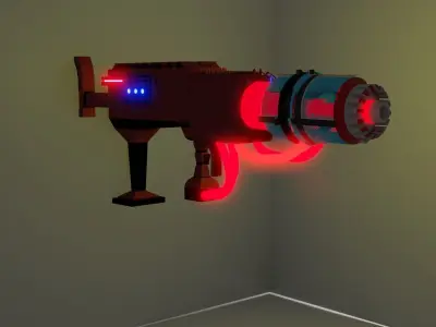 Sci fi Fire Boll Gun Animated Low-poly 3D model