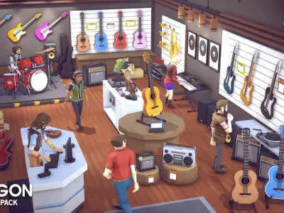 POLYGON - Shops Pack Low-poly 3D model