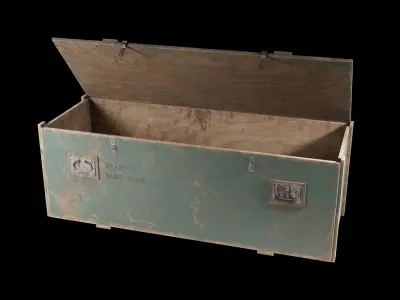 Plywood transport crate with 3 texture variations 3D model