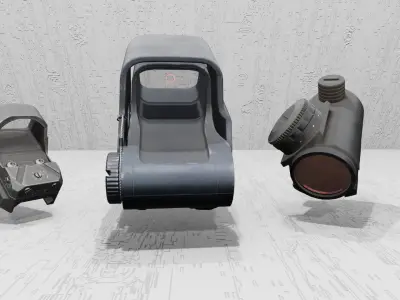 Holographic Reflex Sight Low Poly Game Scope FBX and Blend Low-poly 3D model