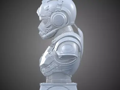 Sci-Fi Cyber Commando Pilot Bust PM-410 3D print model
