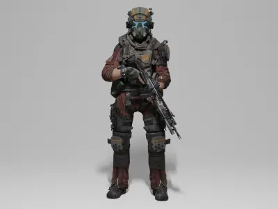 Sci-Fi Character Game Ready - Pilot Low-poly 3D model