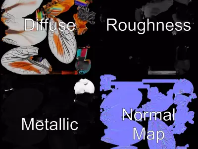 Colorful Dragonfly model pack Low-poly 3D model