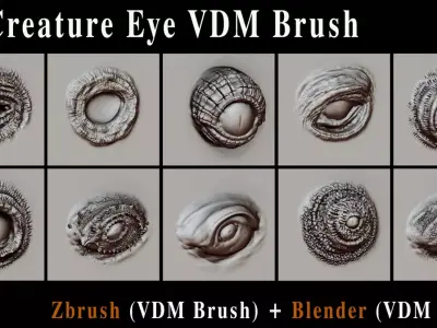 42 Creature Eye VDM Brush For ZBrush Blender Vol06 Free low-poly 3D model
