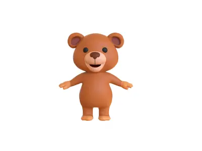 High-Quality 3D Cartoon Bear Low-poly 3D model