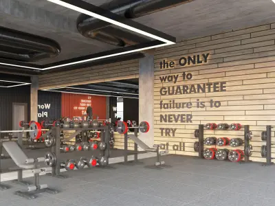 Fitness Center Gym Interior 3D model
