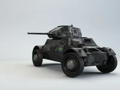 Low Poly Pansarbil M39 armored car Low-poly 3D model