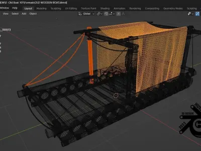 Wooden Mini Boat Low-poly 3D model