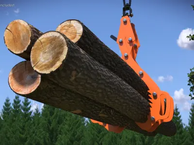 Log Handling Tongs with Multiple Trunks 3D model