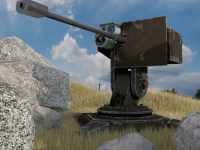 Combat automatic turret Low-poly 3D model