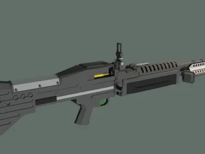 3D FREE Low Poly Stylized M60 Machine Gun Free low-poly 3D model