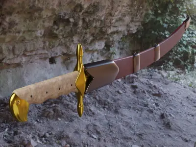 Arabian Islamic Scimitar Saif Damascus Steel 3D model