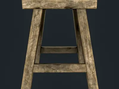 Wood Chair Low-Poly Game Asset Free low-poly 3D model
