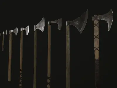 Viking Weapons and Shields Game Ready Models Low-poly 3D model